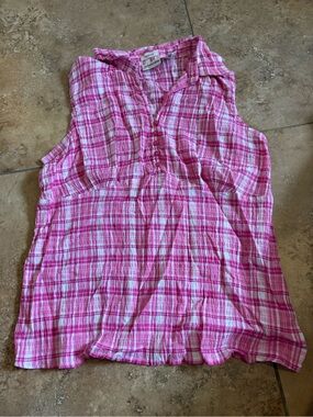 St. John's Bay Pink Plaid Sleeveless Tank Top